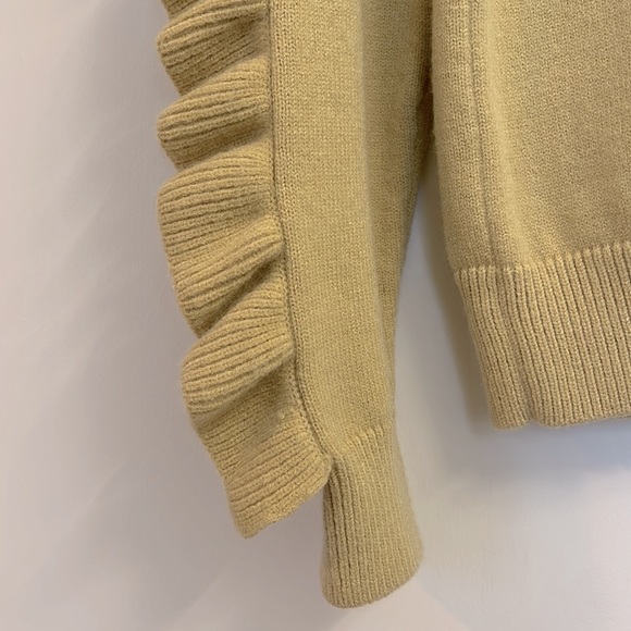 NWOT JULIAN CHANG Wool Cashmere Blend Ruffle Trim Crewneck Pullover Sweater S - Picture 3 of 7